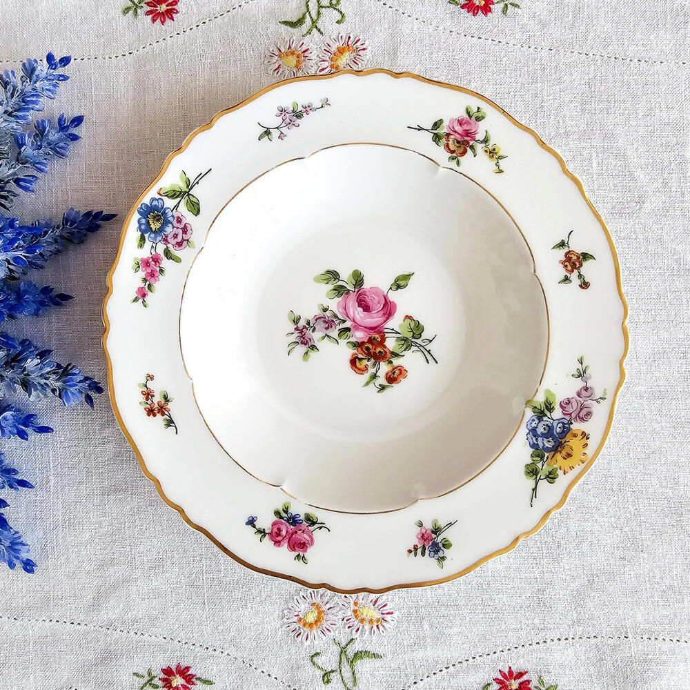 Haviland Limoges Floral Lipped Gilt Edge Replacement Soup Bowl 7.75"
